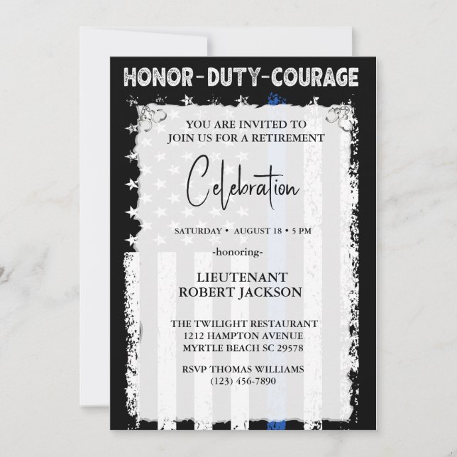 Invitación Graduación de Jubilación de Oficial de Policía Cum (Anverso)