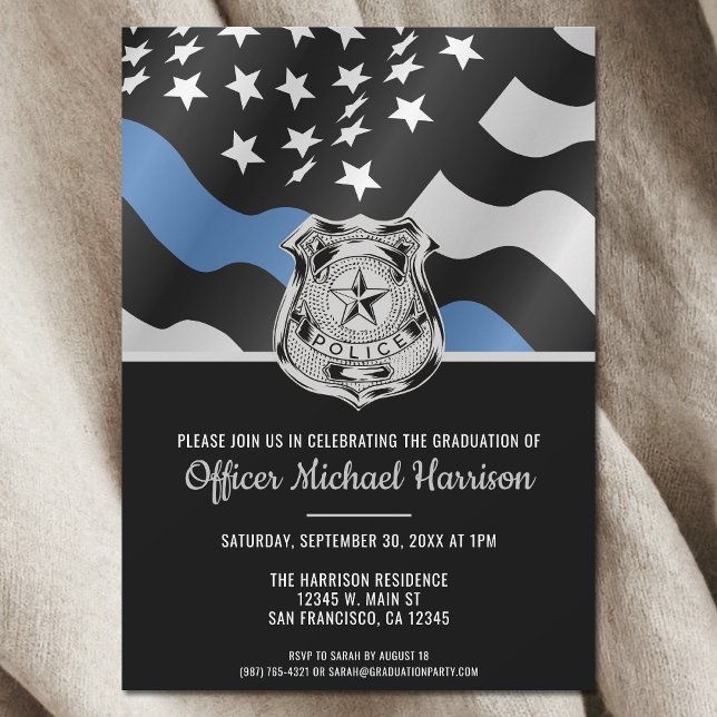 Invitación Graduación de la Academia de Policía (Police Academy Law Enforcement Graduation Invitation)