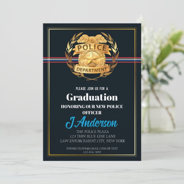 Invitación Graduación de la Academia de Policía con Escudo de (Anverso de pie)