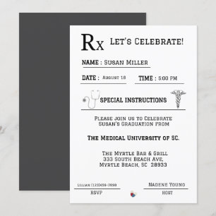 Invitación Graduación de la almohadilla de prescripción médic
