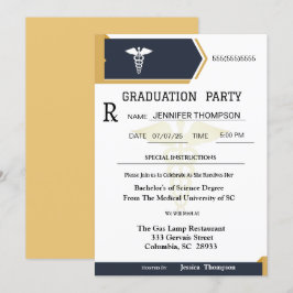 Invitación Graduación de la almohadilla de prescripción médic