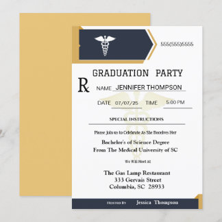 Invitación Graduación de la almohadilla de prescripción médic