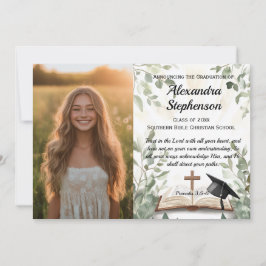 Invitación Graduación de la Biblia Cristiana Verse Photo