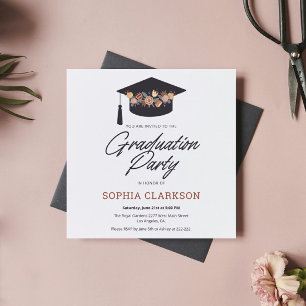 Invitación Graduación de la capa de las flores retro