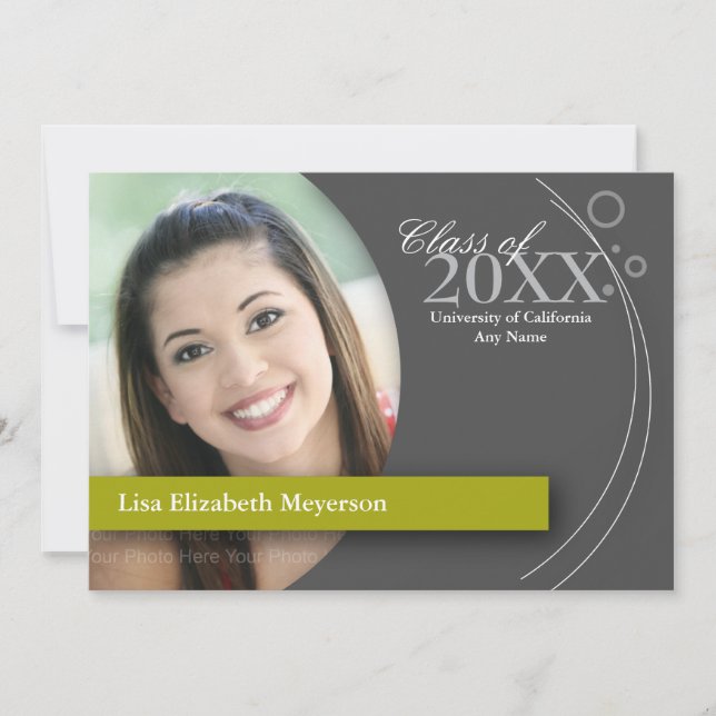 Invitación Graduación de la curva y de los puntos: Verde del (Anverso)