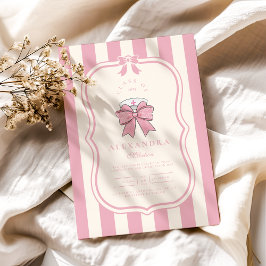 Invitación Graduación de la enfermera Fancy Coquette Pink Bow