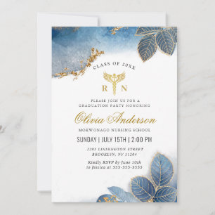 Invitación Graduación de la Escuela de Enfermería Azul Dusty