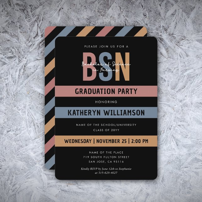 Invitación Graduación de la Escuela de Enfermería Retro BSN R (Subido por el creador)