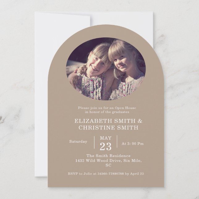 Invitación Graduación de la escuela secundaria Arch Photo Twi (Reverso)