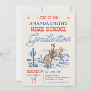Invitación Graduación de la escuela secundaria Blue Red Rodeo