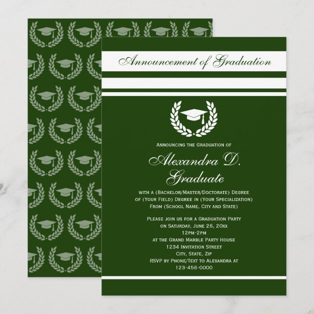Invitación Graduación de la escuela secundaria formal Stripes (Anverso / Reverso)