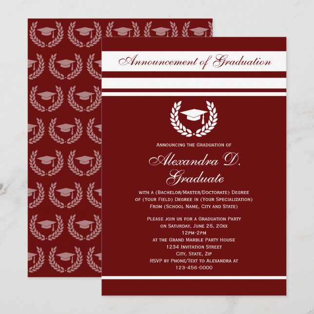 Invitación Graduación de la escuela secundaria formal Stripes (Anverso / Reverso)