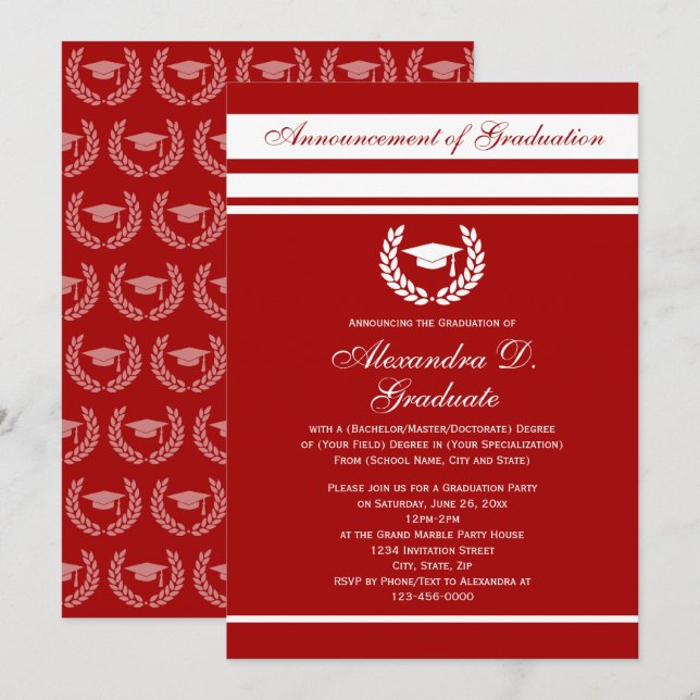 Invitación Graduación de la escuela secundaria formal Stripes (Anverso / Reverso)