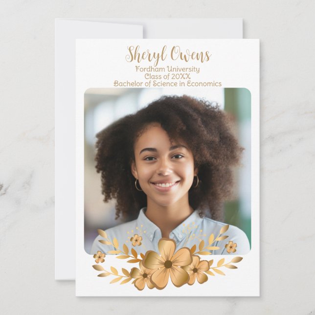 Invitación Graduación de la Escuela Secundaria Golden Flower (Anverso)