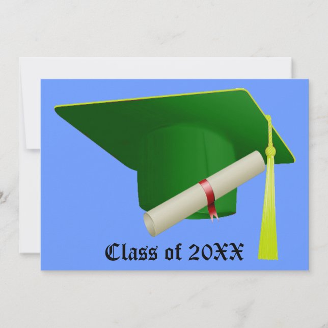 Invitación Graduación de la Escuela Secundaria Green Cap (Anverso)