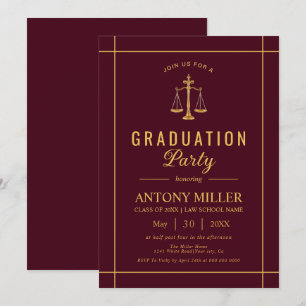 Invitación Graduación de la facultad de derecho burdeos dorad
