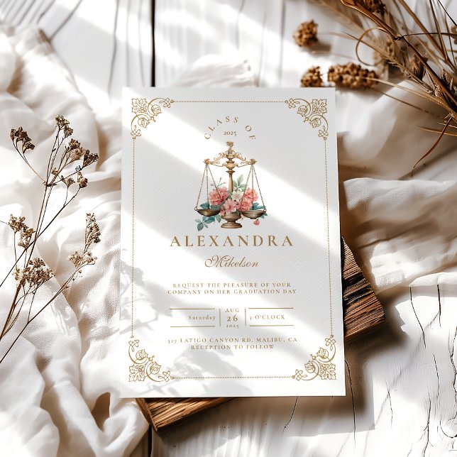 Invitación Graduación de la Facultad de Derecho Floral Rosa (Subido por el creador)