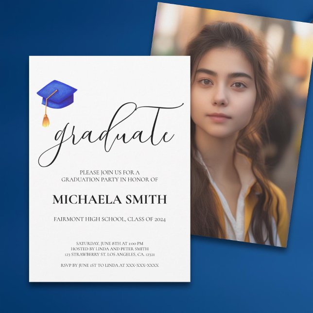 Invitación Graduación de la foto de la escuela secundaria Blu (Subido por el creador)