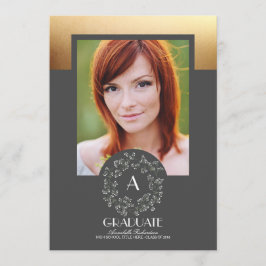 Invitación Graduación de la foto de la textura de oro de la g