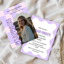 Invitación Graduación de la foto de lavanda retro vintage