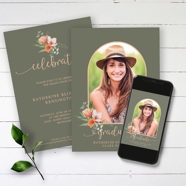 Invitación Graduación de la foto del arco floral de la pagina (Subido por el creador)