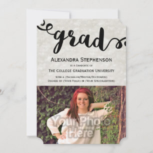 Invitación Graduación de la foto del guión de la escritura de