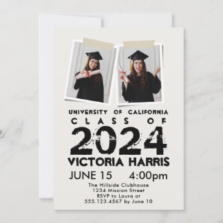 Invitación Graduación de la foto del Personalizado Gray Grung