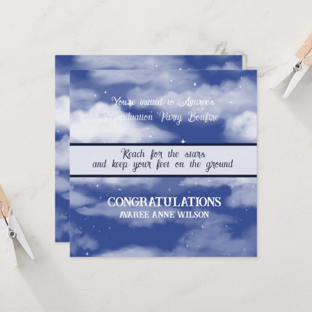 Invitación Graduación de la hija llega al fuego de las estrel (Anverso/Reverso In Situ)