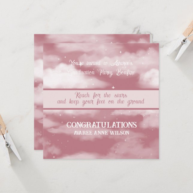 Invitación Graduación de la hija llega al fuego de las estrel (Anverso/Reverso In Situ)