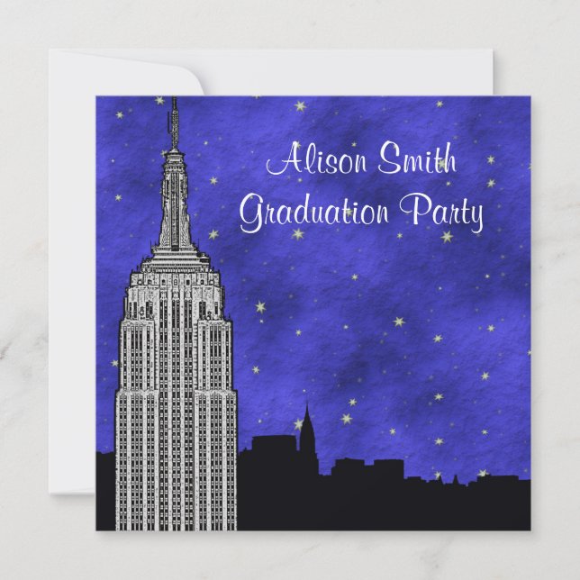 Invitación Graduación de la línea de esquí Silhouette Blue St (Anverso)