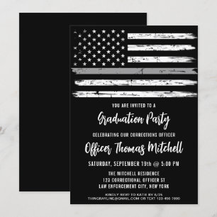 Invitación Graduación de la línea gris delgada del funcionari
