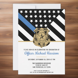 Invitación Graduación de la Policía Línea Azul Fina Aplicació