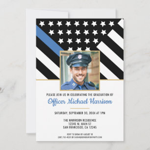 Invitación Graduación de la Policía Línea Azul Foto de Aplica