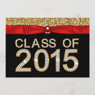 Invitación Graduación de la promoción de 2015 con brillo rojo