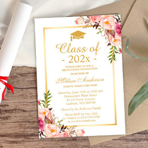 Invitación Graduación de la promoción de 2026 Elegante Chic F