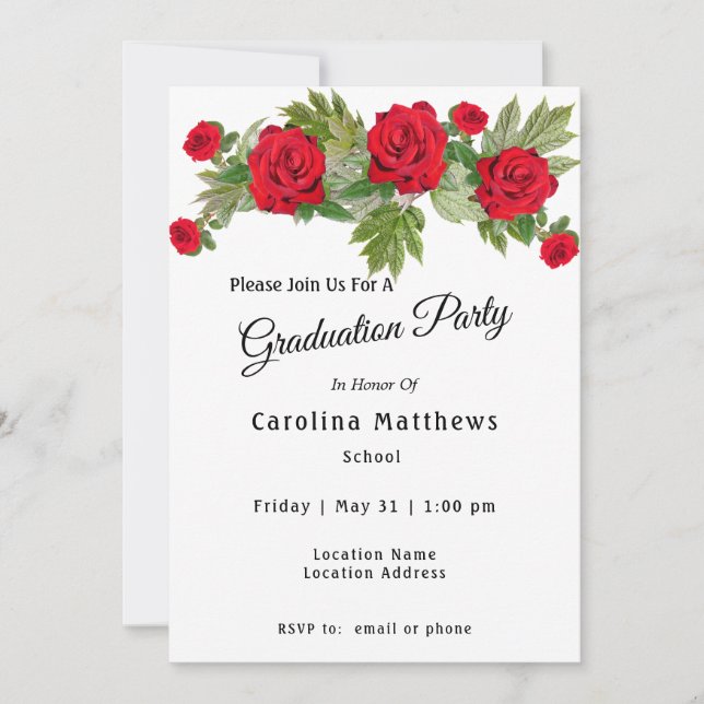 Invitación Graduación de la Rosa Roja (Anverso)