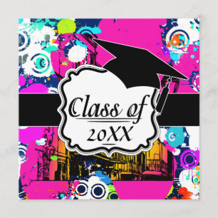 Invitación graduación de la salpicadura de pintura en graffit