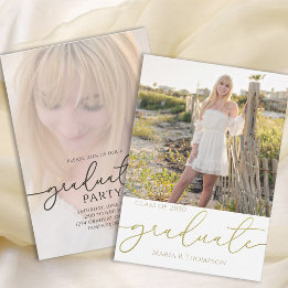 Invitación Graduación de la tipografía moderna de oro simple