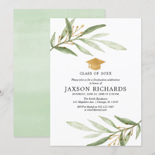 Invitación Graduación de la vegetación, simple y moderna plan