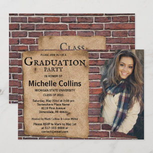 Invitación Graduación de ladrillo rústico