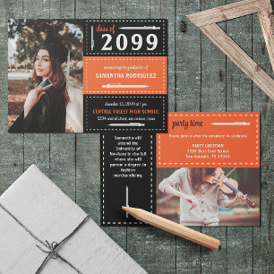 Invitación Graduación de lápices y cajas dotadas de naranja y