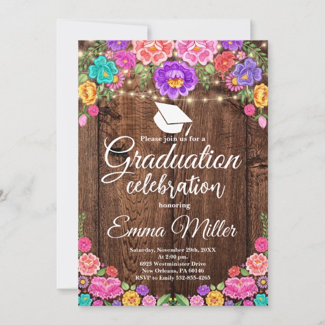 Invitación Graduación de las cadenas florales mexicanas (Anverso)