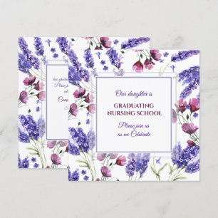 Invitación Graduación de las flores de color púrpura cuadrado
