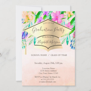 Invitación Graduación de las flores de primavera del tapón de