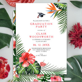 Invitación Graduación de las flores tropicales acuarela