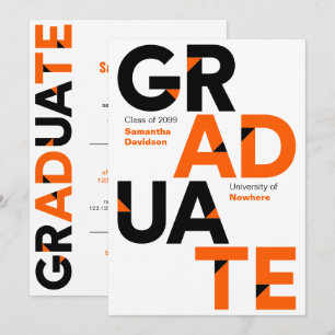 Invitación Graduación de las letras de corte de ángulo de neg