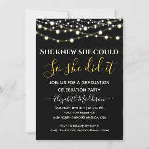 Invitación Graduación de las luces espumosas de oro plateado