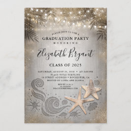 Invitación Graduación de las Luces Tropicales de Oro Starfish