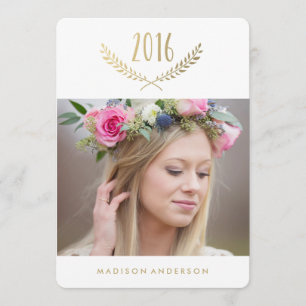 Invitación Graduación de Laurel dorada