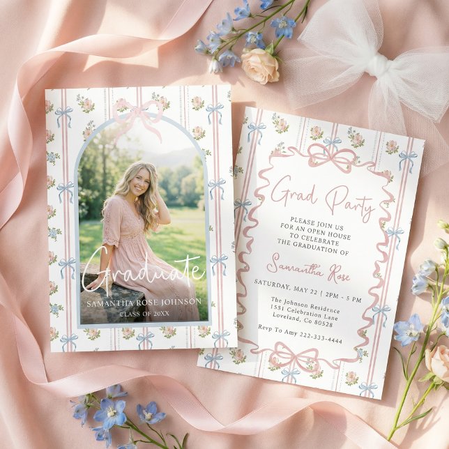 Invitación Graduación de lazo rosa (Subido por el creador)